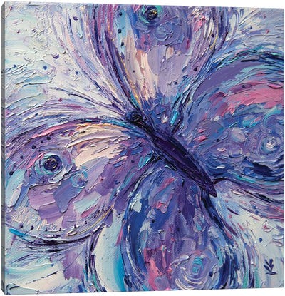 Purple Butterfly Canvas Art Print - Insect & Bug Art