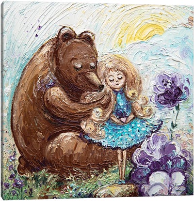 Bear And Baby Canvas Art Print - Brown Bear Art