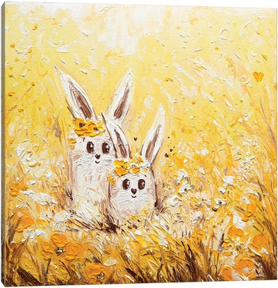 Sun Hares Canvas Art Print - Mellow Yellow