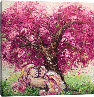 Tree Of Love And Unicorns Canvas Art Print - Vlada Koval