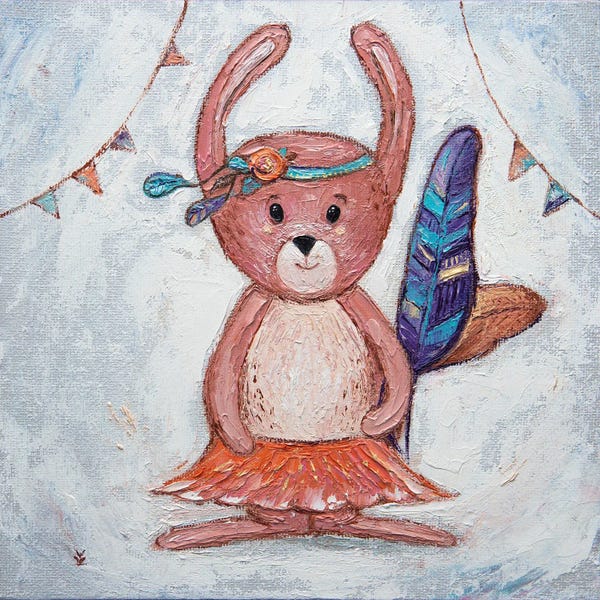 Vlada Koval: Bunny And Flags by Vlada Koval