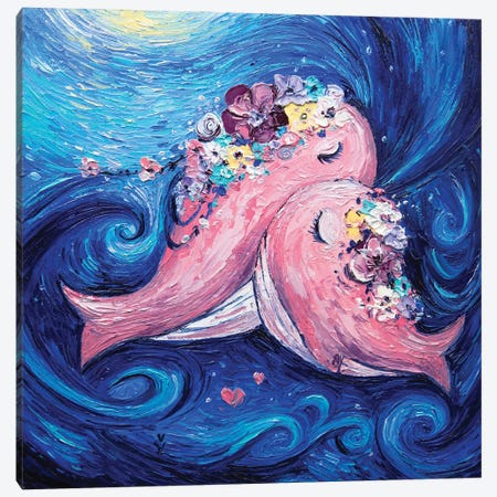 Whales Canvas Print #VLK41} by Vlada Koval Canvas Wall Art