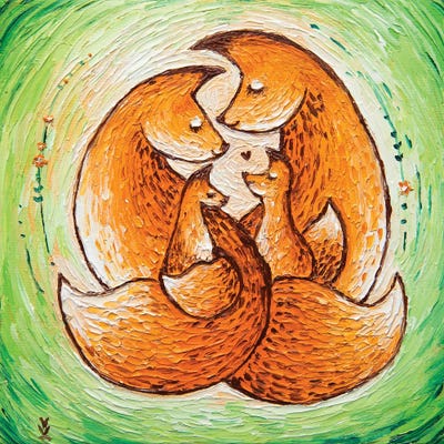 Chanterelle Family On Light Green by Vlada Koval art print