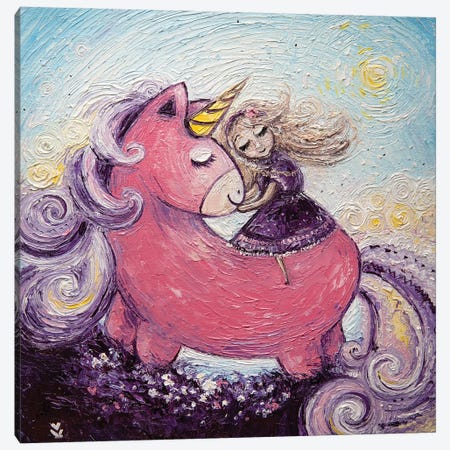 Unicorn And Princess Canvas Print #VLK51} by Vlada Koval Canvas Print