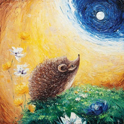 Hedgehog And The Moon by Vlada Koval art print