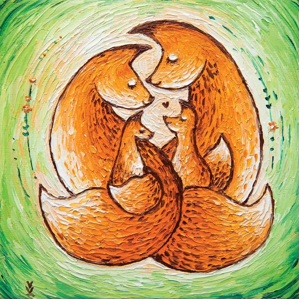 Vlada Koval: Chanterelle Family On Light Green by Vlada Koval