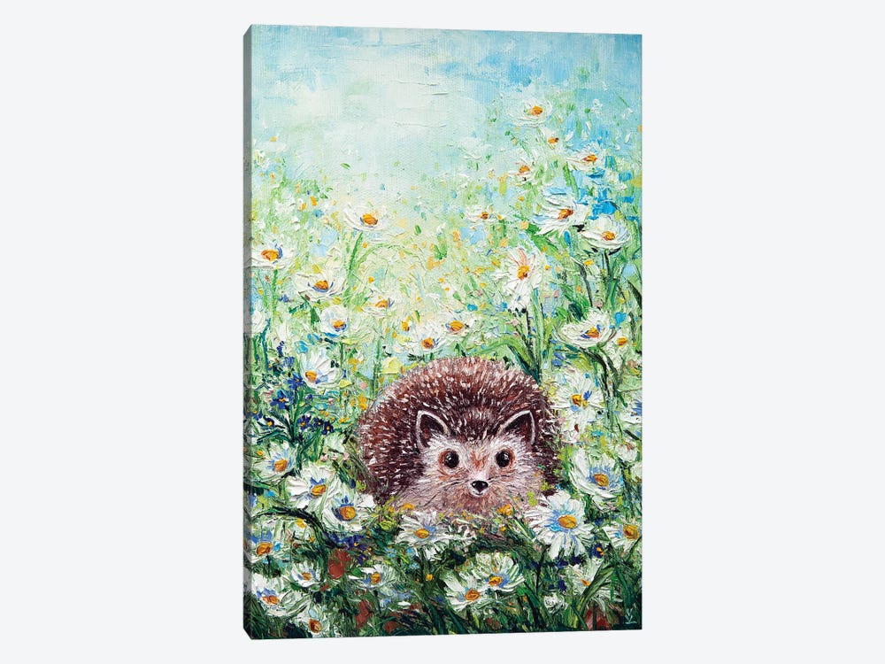 Hedgehog In Daisies by Vlada Koval 1-piece Art Print