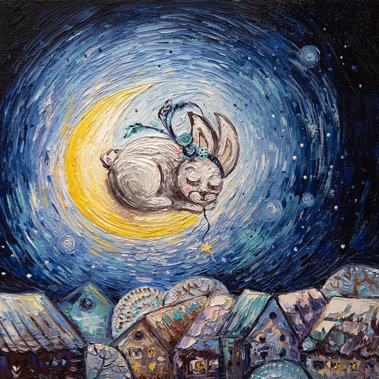 Rabbit And Month by Vlada Koval wall art