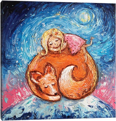 Dream Foxes And Babies Canvas Art Print - Vlada Koval
