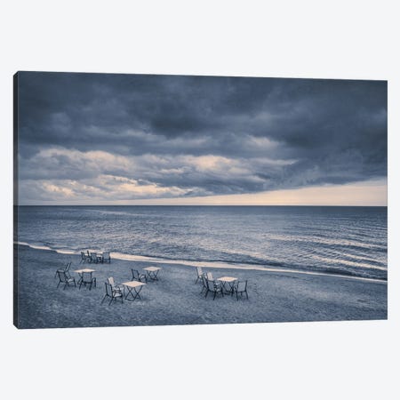 There Are Many Empty Seats In The Coastal Cafe Before The Storm Canvas Print #VLR59} by ValeriX Canvas Art