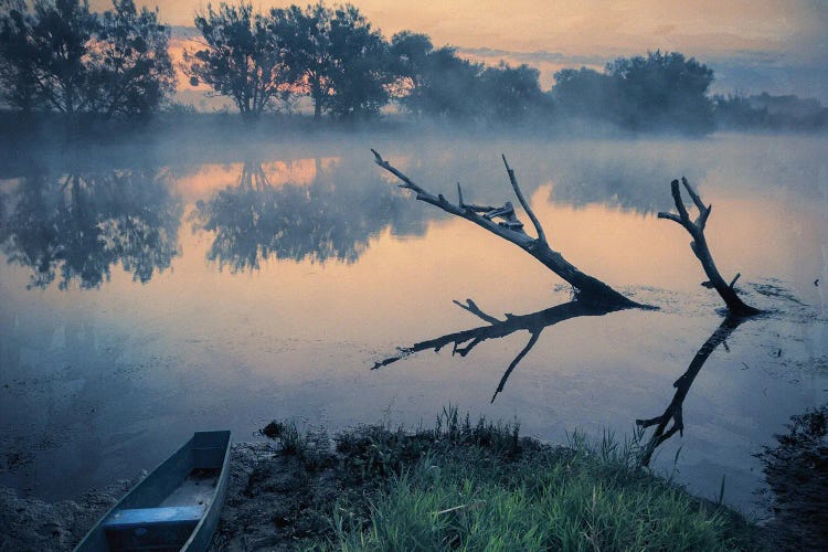 Misty Morning Over The Quiet River