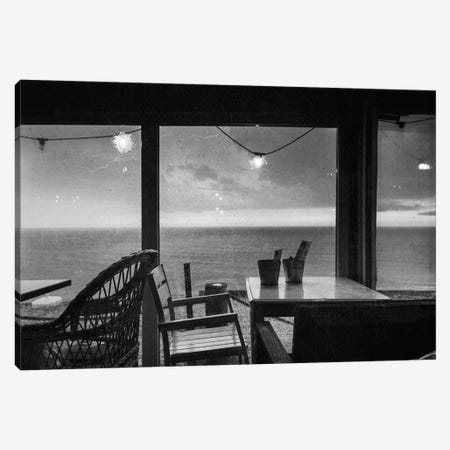 Rain Outside The Cafe Window Bw Canvas Print #VLR91} by ValeriX Canvas Artwork