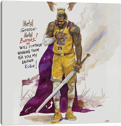 For You My Brother Kobe Canvas Art Print - LeBron James
