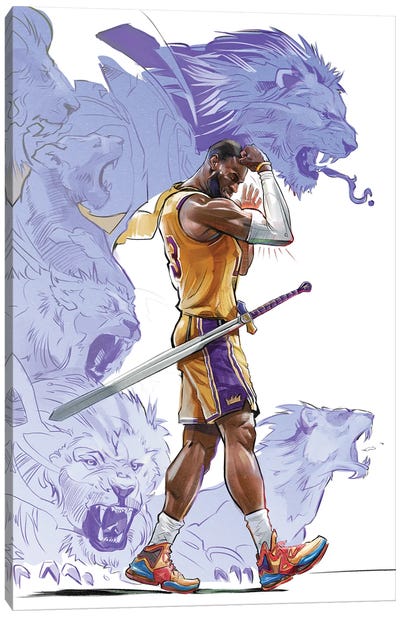 Lord Of Lions Canvas Art Print - LeBron James