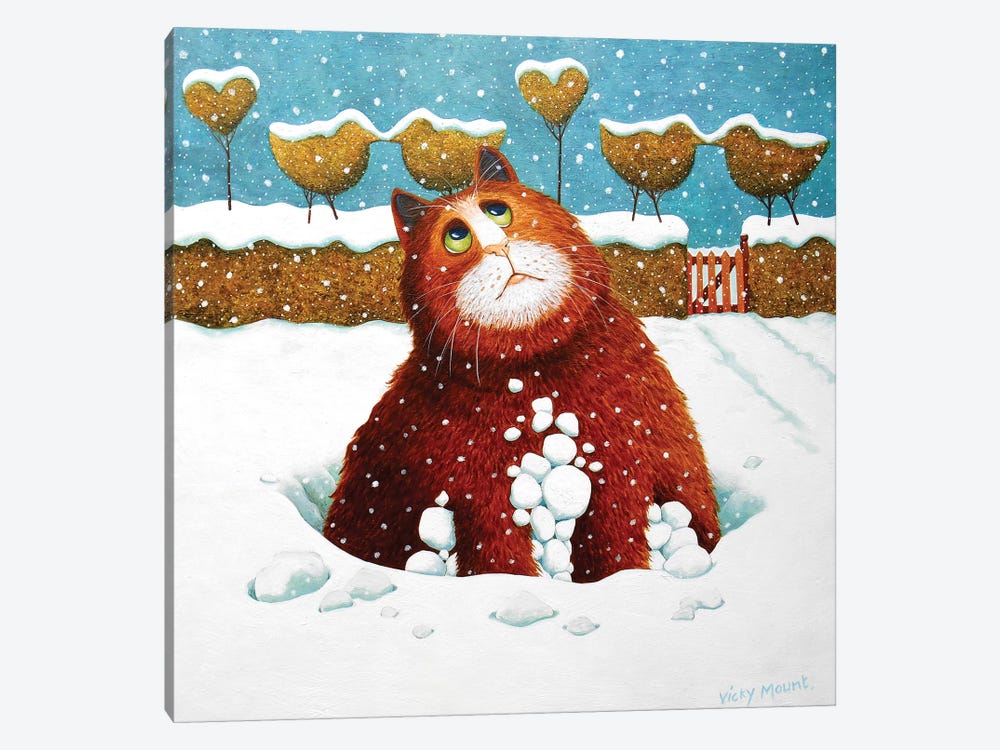 Albert In The Snow by Vicky Mount 1-piece Canvas Art