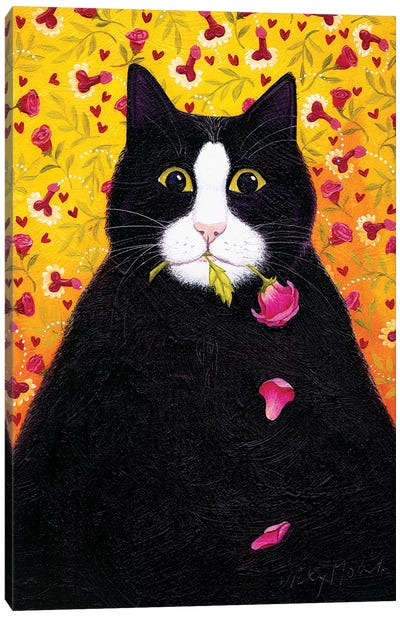 Rambling Willie Canvas Art Print - Tuxedo Cat Art