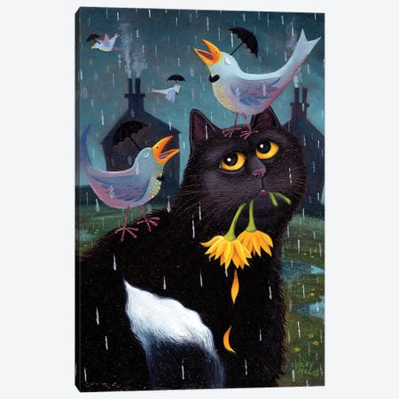 Singing In The Rain Canvas Print #VMN121} by Vicky Mount Canvas Art