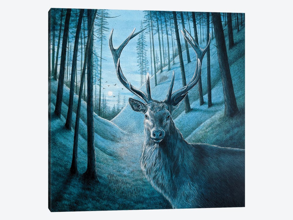 Blue Stag by Vicky Mount 1-piece Canvas Art Print