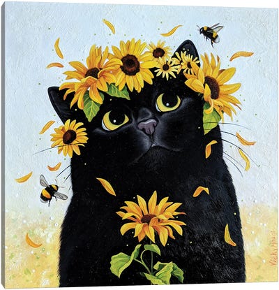 Summer Buzz Canvas Art Print - Black Cat Art