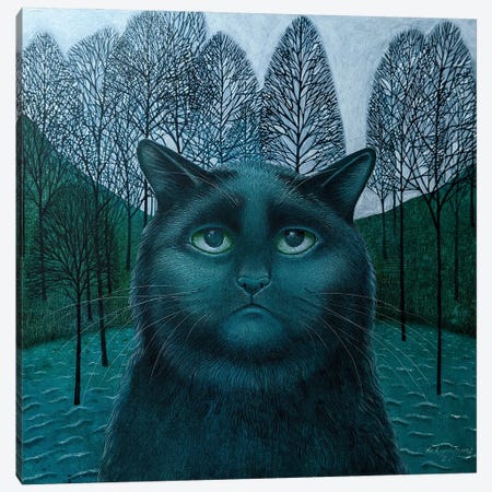 Feline Blue Canvas Print #VMN164} by Vicky Mount Art Print