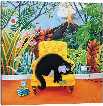 Call Of The Wild II Canvas Art Print - Tuxedo Cat Art