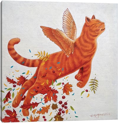 Light Flight II Canvas Art Print - Orange Cat Art