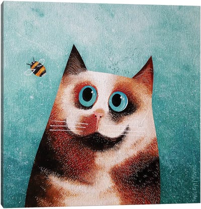 Bebe And Bee Canvas Art Print - Snowshoe Cat Art