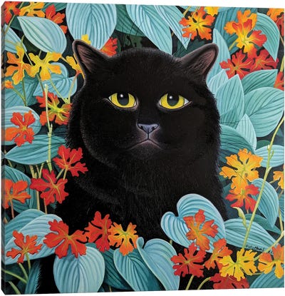 Horace In The Hostas Canvas Art Print - Vicky Mount
