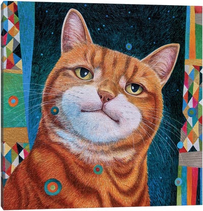 Flynn Canvas Art Print - Orange Cat Art