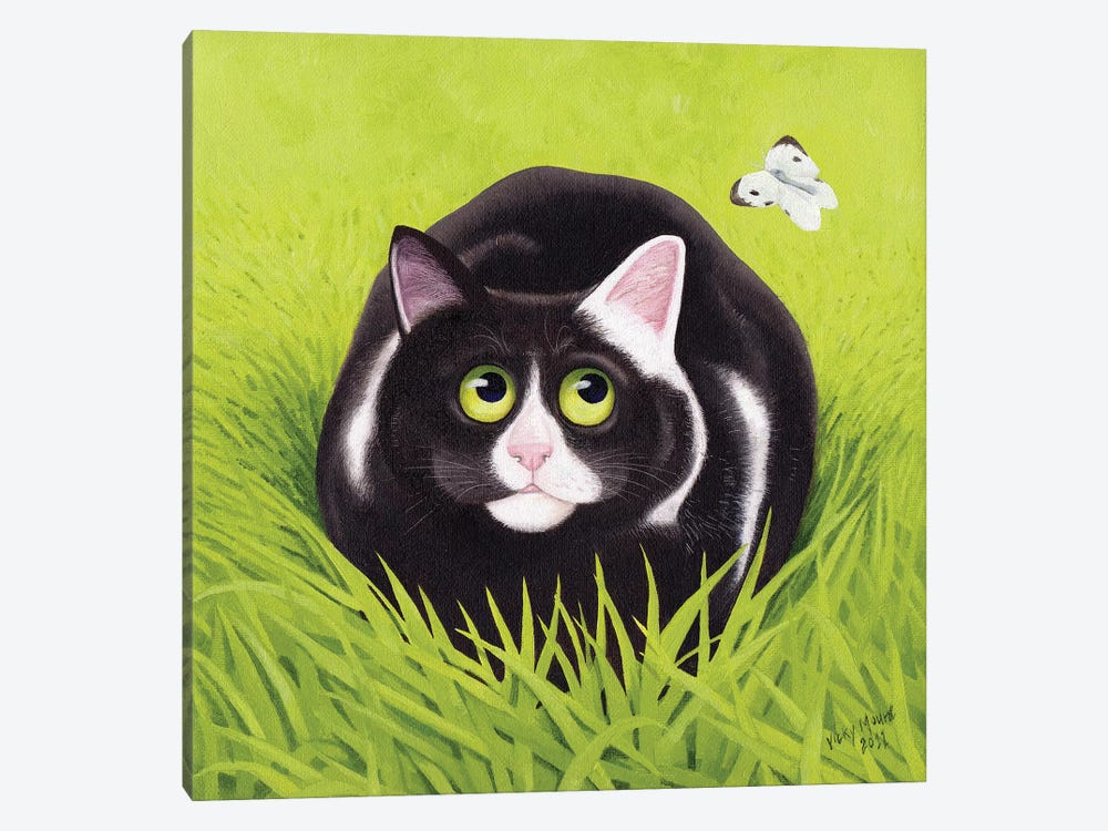 Cat & Cabbage White by Vicky Mount 1-piece Canvas Wall Art