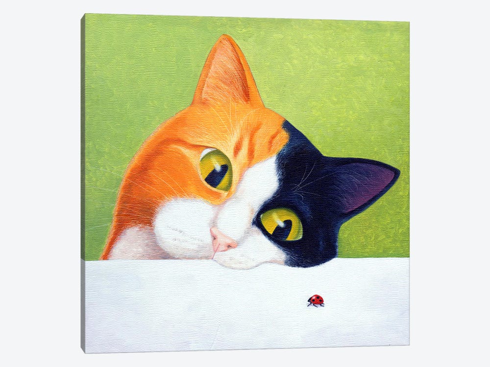 Cat With Ladybird by Vicky Mount 1-piece Art Print
