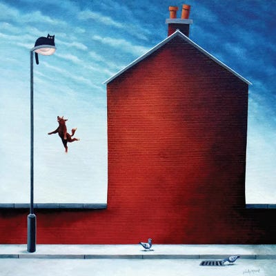 Colin's Trampoline by Vicky Mount framed wall art