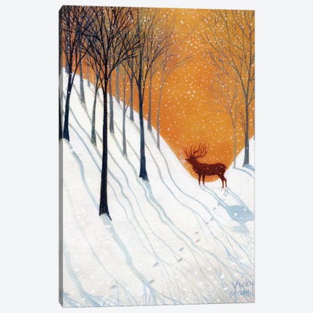 Deer In Winter Wood Canvas Print #VMN38} by Vicky Mount Canvas Art Print