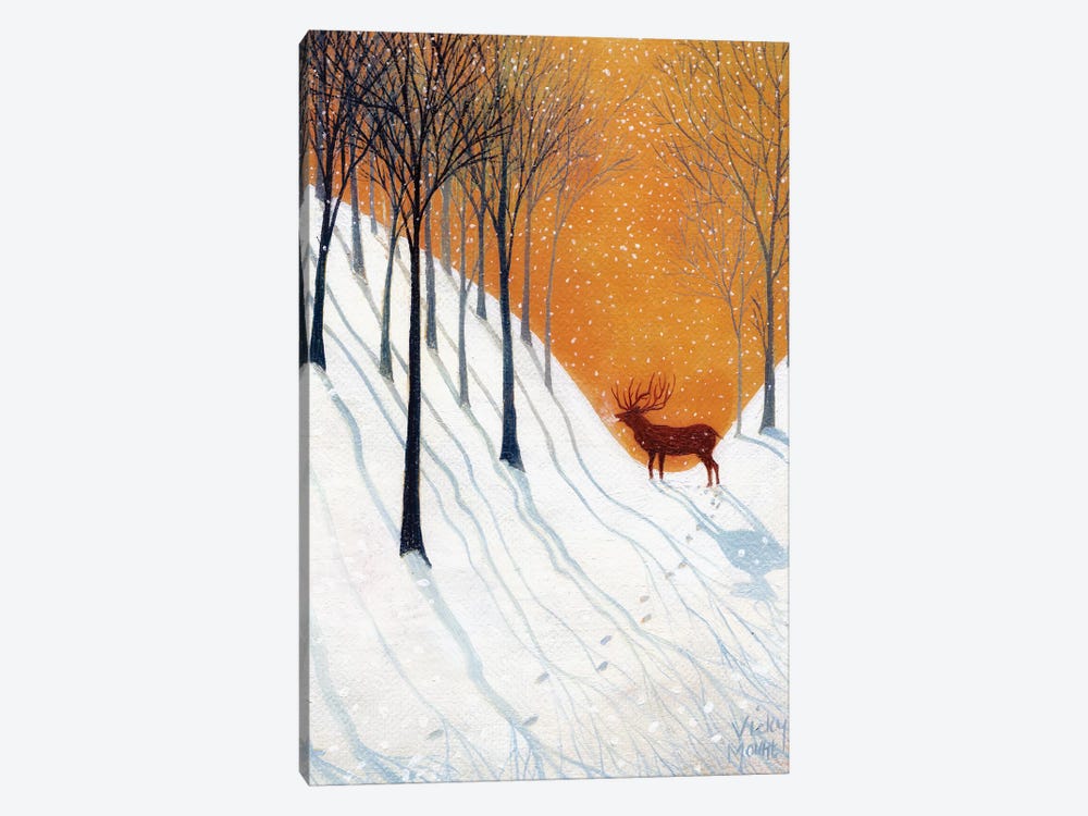 Deer In Winter Wood by Vicky Mount 1-piece Canvas Wall Art