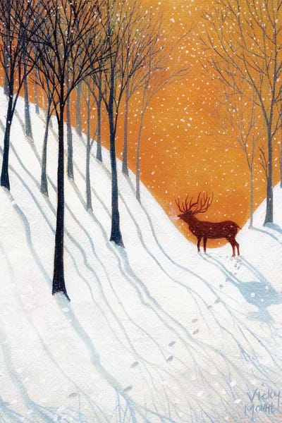 Rustic Winter: Deer In Winter Wood by Vicky Mount
