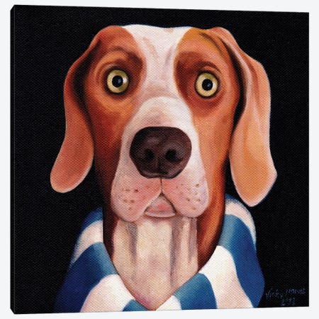 Dog Watching Football On Tv Canvas Print #VMN40} by Vicky Mount Canvas Artwork