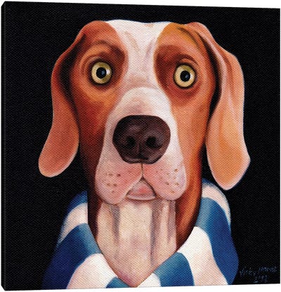 Dog Watching Football On Tv Canvas Art Print - Vicky Mount