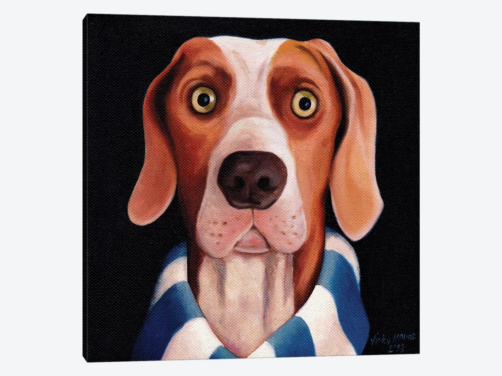 Dog Watching Football On Tv by Vicky Mount 1-piece Canvas Print