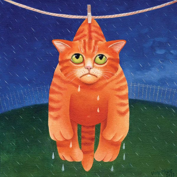 Orange Cats: Drying In The Rain by Vicky Mount