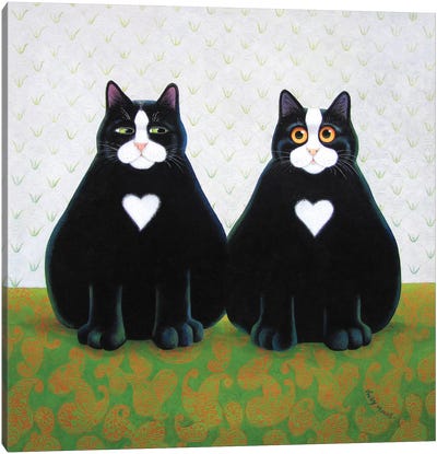 Eric & Shaun Canvas Art Print - Tuxedo Cat Art