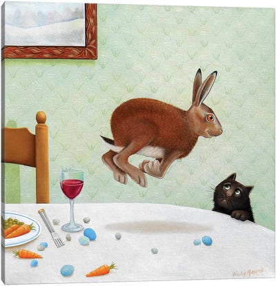 Here Hare Canvas Art Print - Vicky Mount