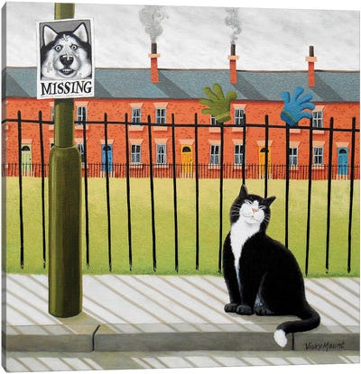 A Vacancy Canvas Art Print - Tuxedo Cat Art