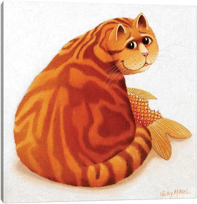 Koi Cat Canvas Art Print - Orange Cat Art