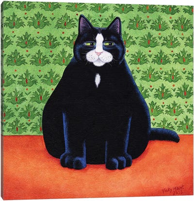 Nobby Canvas Art Print - Tuxedo Cat Art