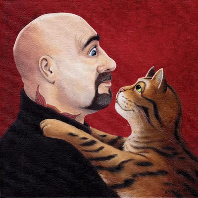 Not A Cat Man by Vicky Mount metal wall art