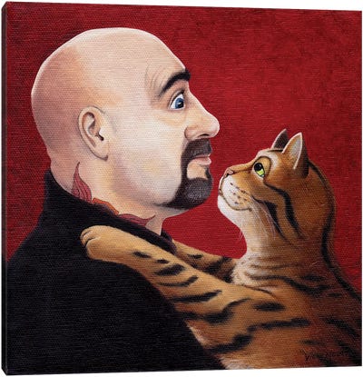 Not A Cat Man Canvas Art Print - Vicky Mount