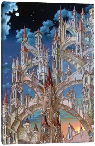 City Of Wandering Towers Canvas Art Print - Victor Molev