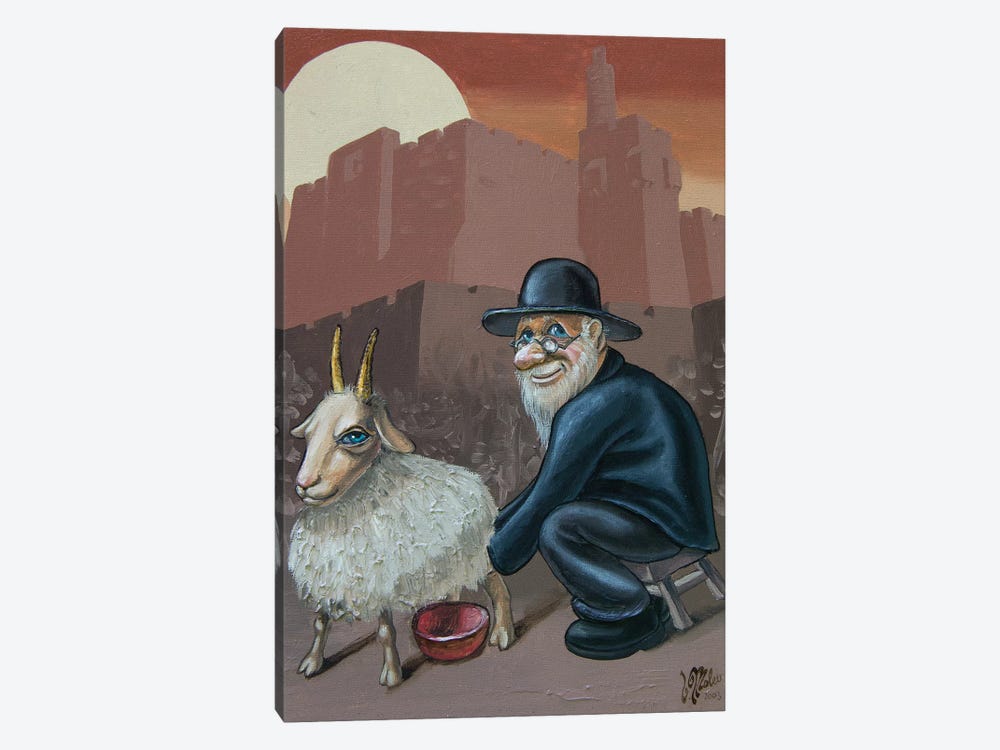 An Old Man With A Goat by Victor Molev 1-piece Canvas Wall Art