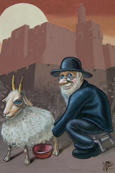 Victor Molev: An Old Man With A Goat by Victor Molev