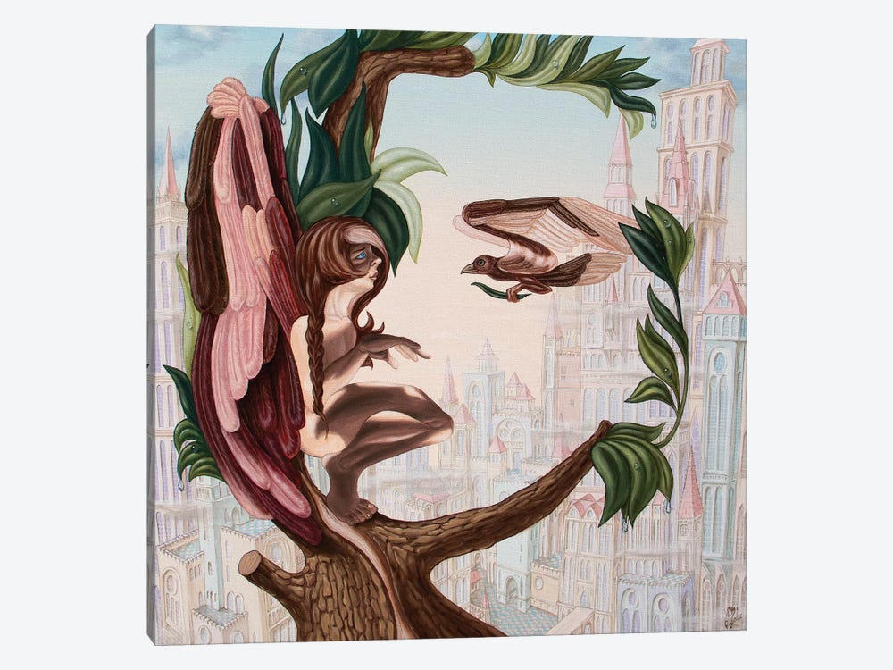 Angel, Watching The Reincarnation Of Marilyn Monroe On The Swinging City Towers by Victor Molev 1-piece Canvas Art